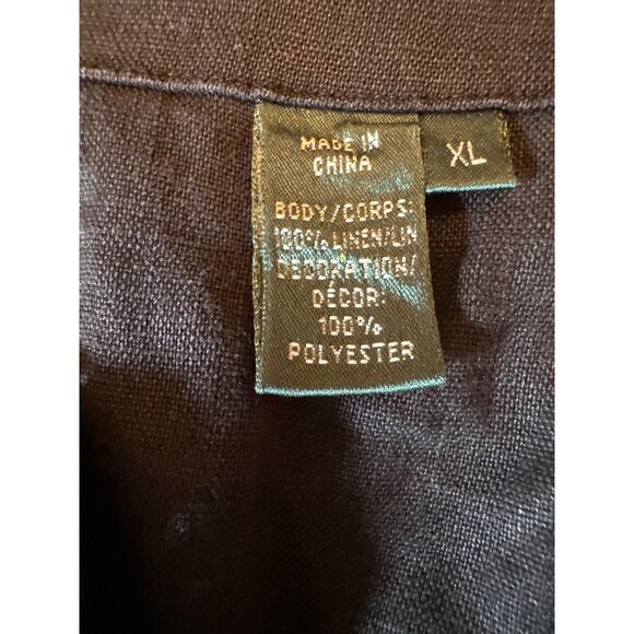 Lauren Ralph Lauren Embroidered Linen Tunic Top XL Black Lagenlook Boho - Picture 4 of 7